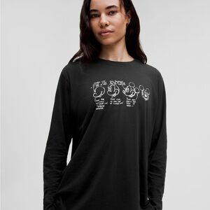 Black Graphic Long Sleeve Top